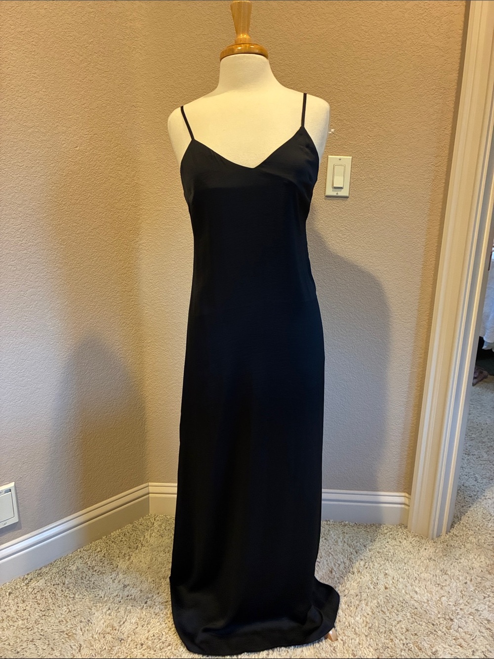 Forever 21 Black Maxi Slip Dress with Double Spaghetti Straps size S